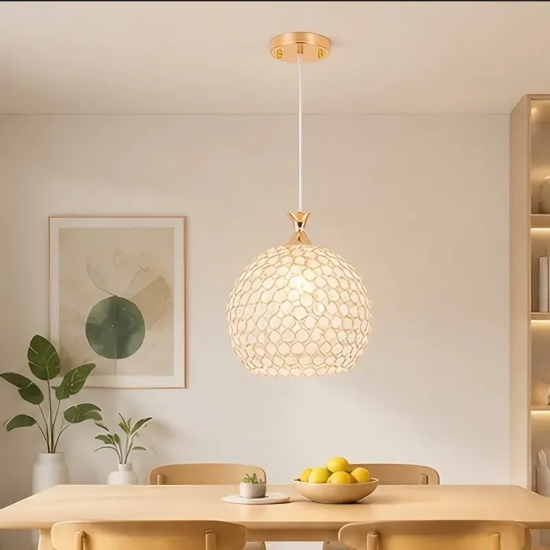 Lustre Pendente De Metal Cristal Bola Cromado Dourado,e27 110v - 220v Dourado
