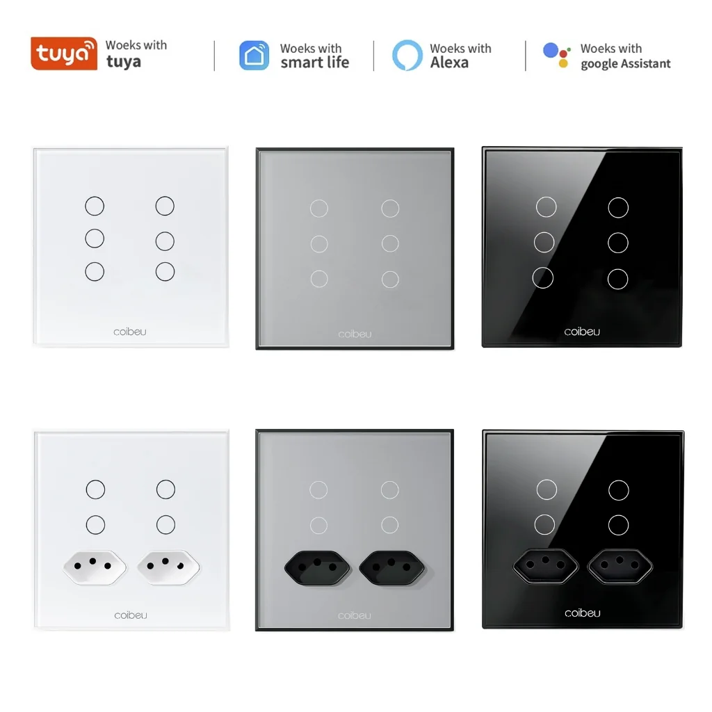 COIBEU Tuya WiFi Interruptor Inteligente Touch com Controle Remoto Sem Fio para Alexa e Google Home