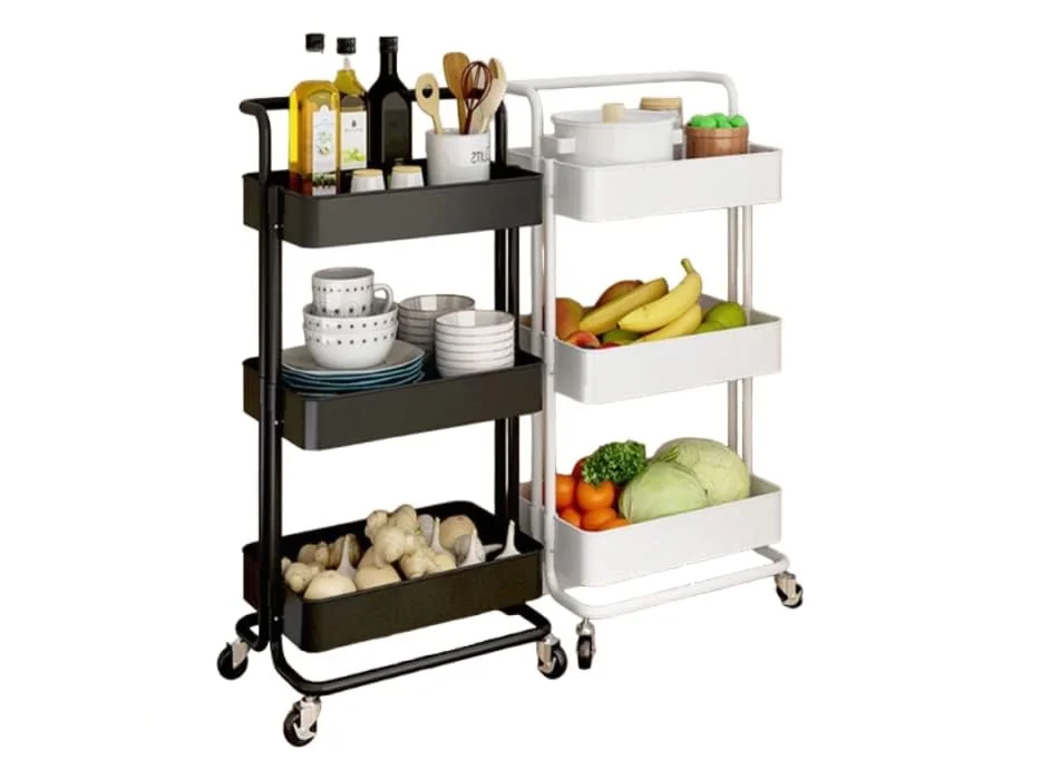 Carrinho Organizador Multiuso 3 Prateleiras Com Rodinhas/Estante/Fruteira (Preto)