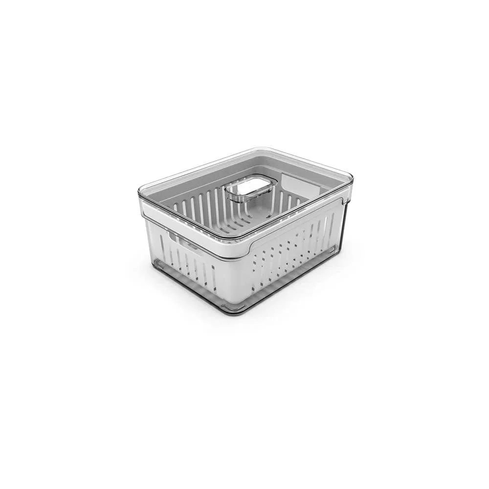 OU OF450NT Organizador de Geladeira com Escorredor Interno, 2,2 L - Caixa Plástica para Legumes, Saladas