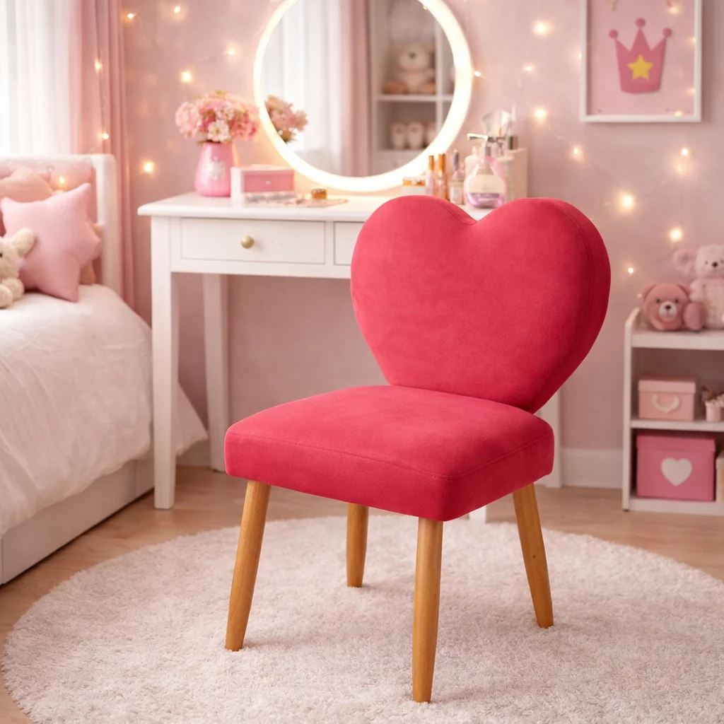 Cadeira Love Encosto Coração Decorativa Moderna para Quarto Penteadeira