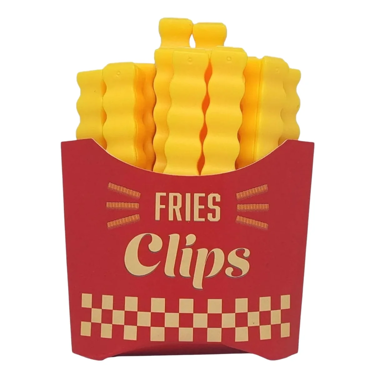 Kit 12 Presilhas Prededores Lacres De Vedação Para Alimentos Formato de Batata Frita Com Suporte Magnético Para Geladeira Prendedor De Embalagens Fecha Saco Snack Clips Criativo