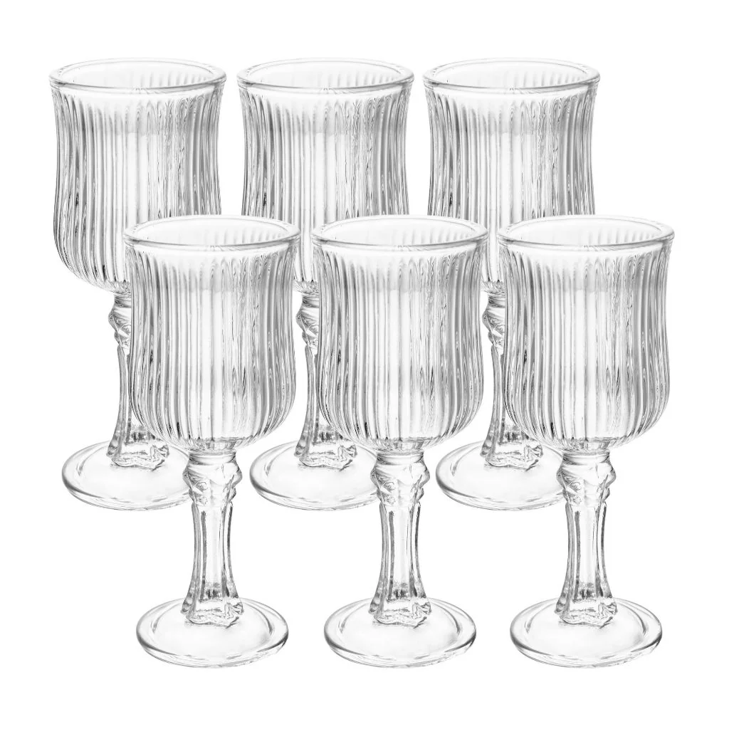 Conjunto com 6 Taças para Licor de Vidro Diamond / Lines 50ml Wolff Lyor