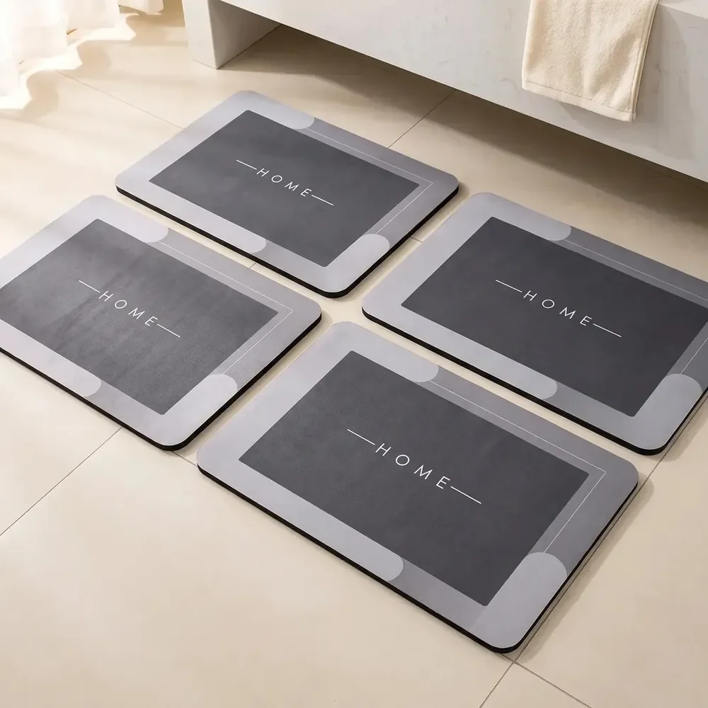 Kit 4 Tapetes Mágicos Super Soft Antiderrapante Alta Absorção em Microfibra para Banheiro Lavabo Lavanderia Macio Secagem Rápida Hipoalergênico