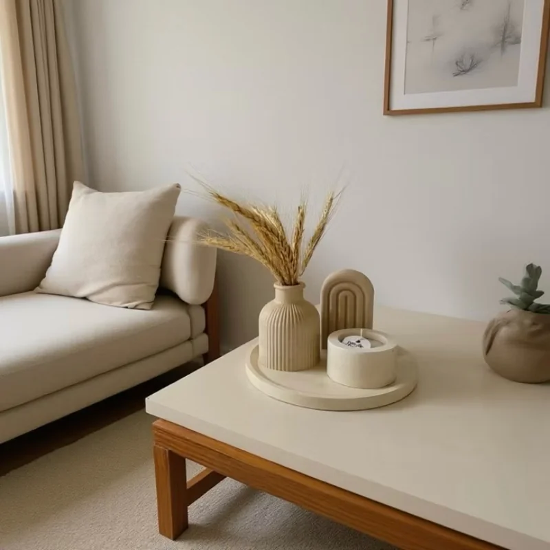 Kit NEUTRAL: Vaso Aesthetic + Arco + Vela Exclusiva e Bandeja DECORA 20cm | Produto Artesanal.