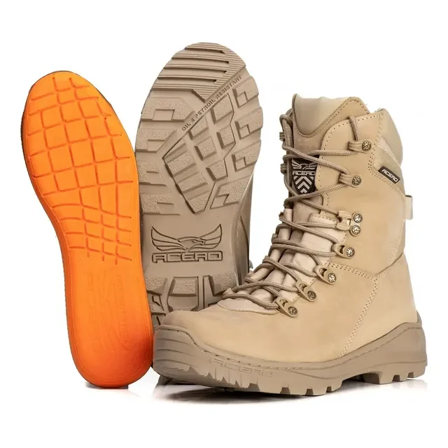 Bota Coturno Militar Acero Couro Com Palmilha Em Gel Pu