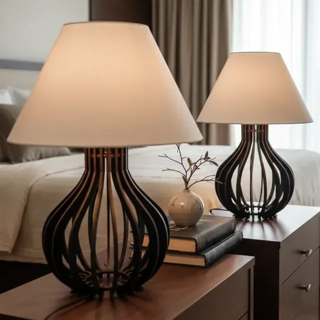2 Abajur De Madeira Criado Mudo Decoração Quarto Escritório