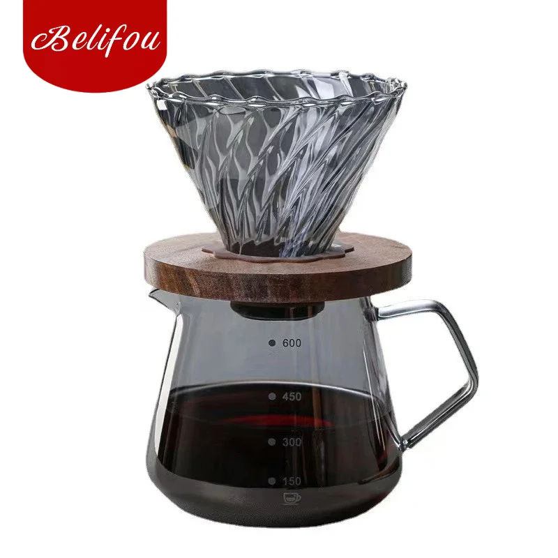 Belifou Kit Café de Vidro Borossilicado 600ml - Conjunto Completo com Filtro Espiral