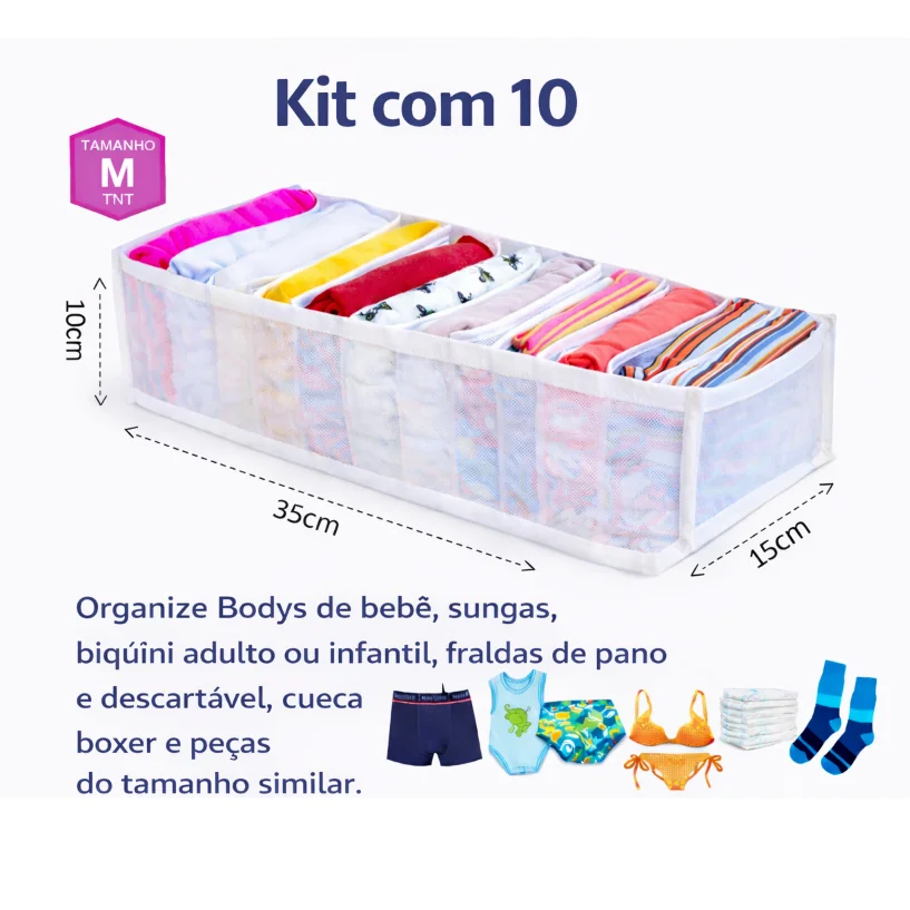 Kit 10 Colmeia organizadora/Organizador de guarda roupa P, M e G - Organizalux