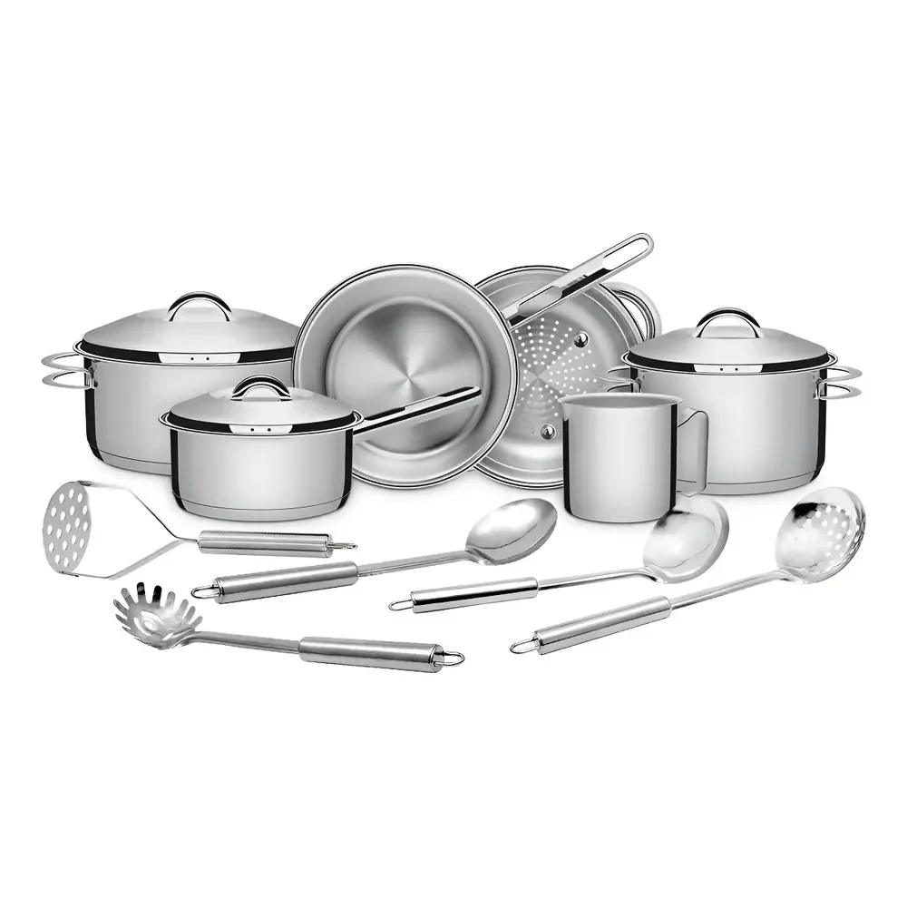 Conjunto De Panelas Tramontina Solar Em Aço Inox 11 Pçs Prateado