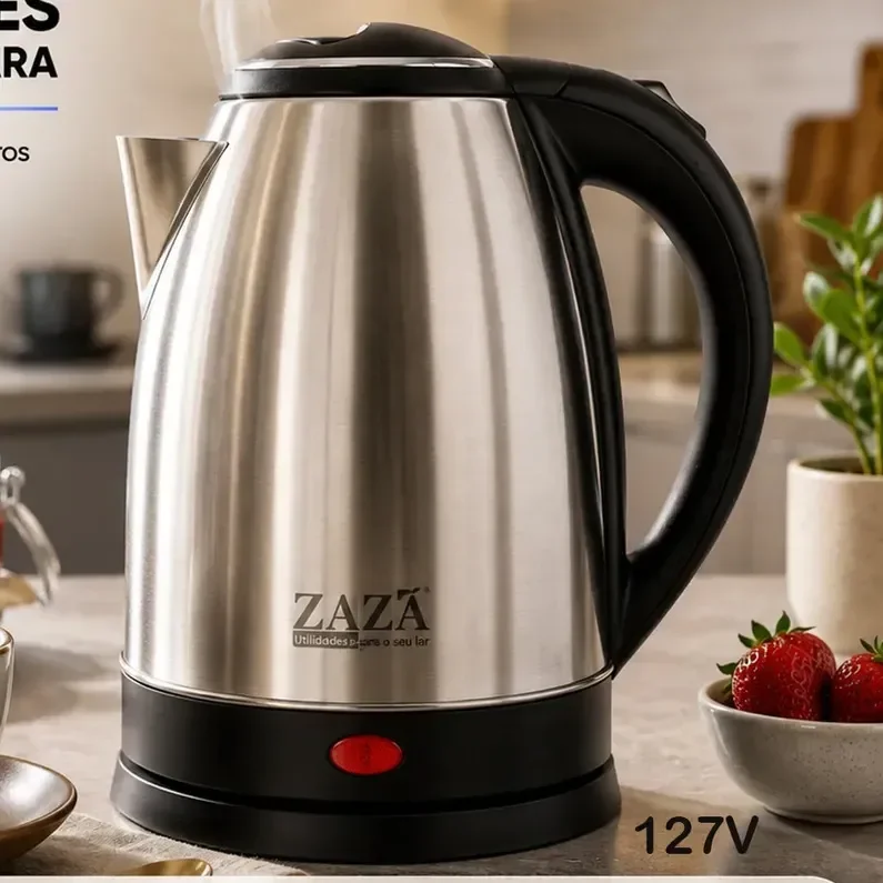 Chaleira Jarra Elétrica 1,8L Litros Em Inox Desligamento Automático Aquecimento Rápido Segura Café Chá Fácil Abertura Tampa Alça Ergometrica