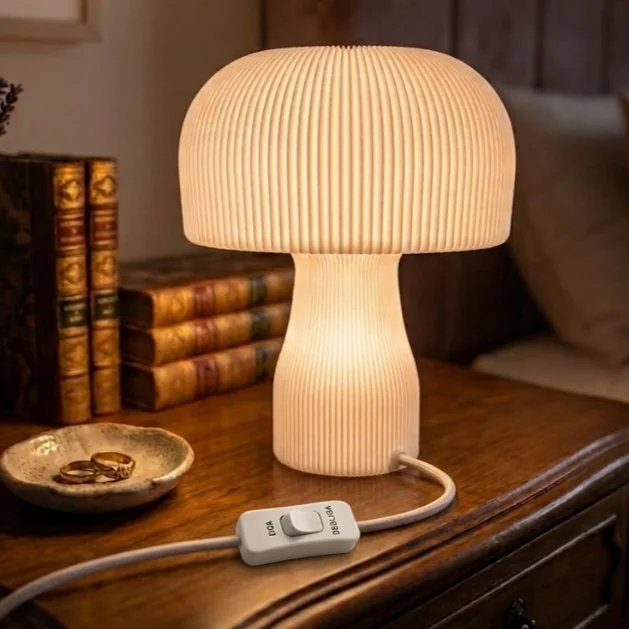 Abajur Cogumelo Designe Elegante Moderno Luminaria De Mesa Sala Escritorio Bivolt
