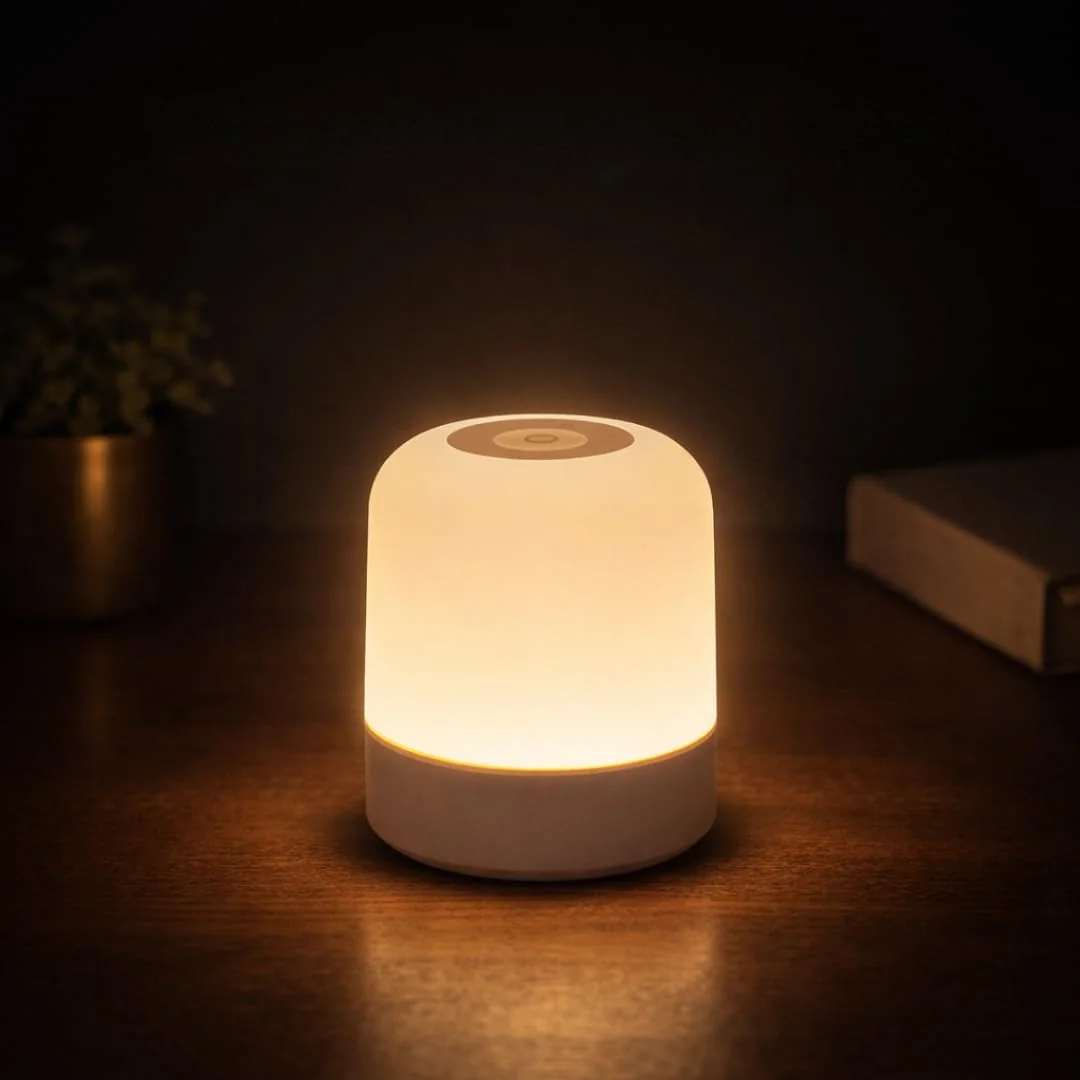 Luminária de Mesa LED Premium 360° Touch, 3 Modos de Iluminação (Quente, Neutra e Fria), Recarregável USB Sem Fio, Abajur Compacto para Cabeceira, Quarto e Escritório (8,5x7cm)