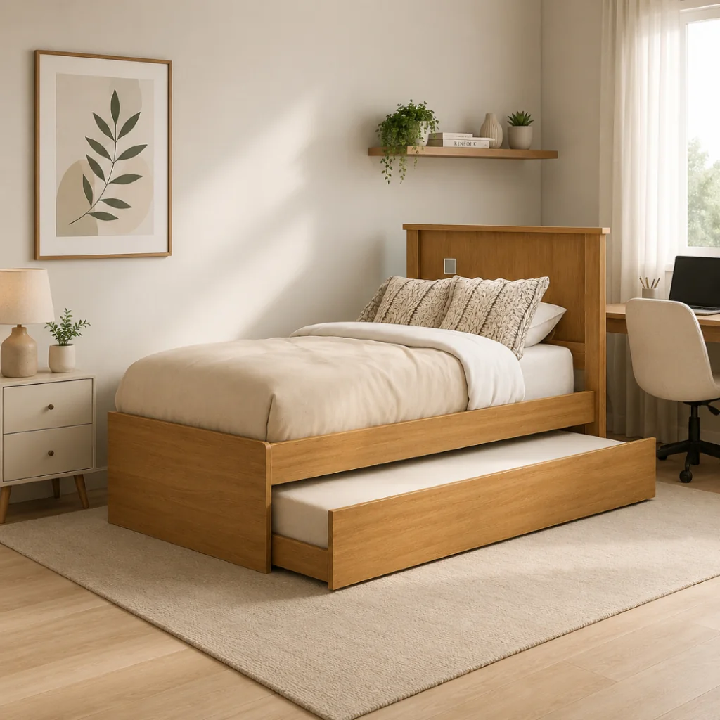 Bicama Solteiro Com Cama Auxiliar E Colchão 88x188 cm Barcelona MDF - Polizelli Móveis