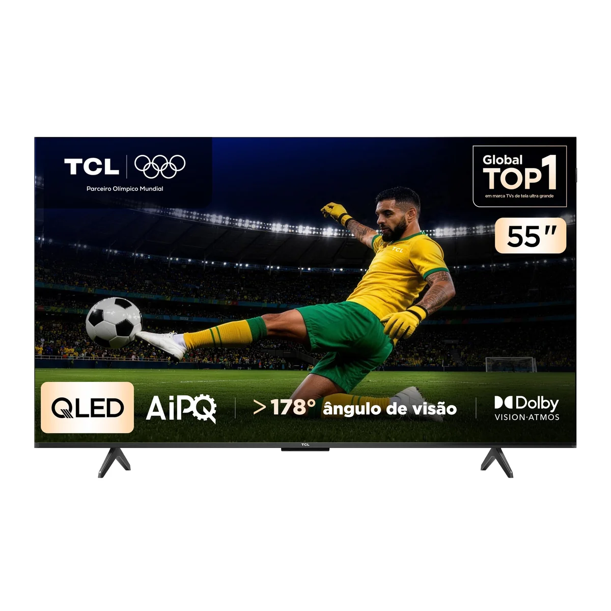 Smart TV TCL 55 Polegadas QLED 4K P7K WiFi Bluetooth Google TV HDR10+ Dolby Atmos Dolby Vision 55P7K
