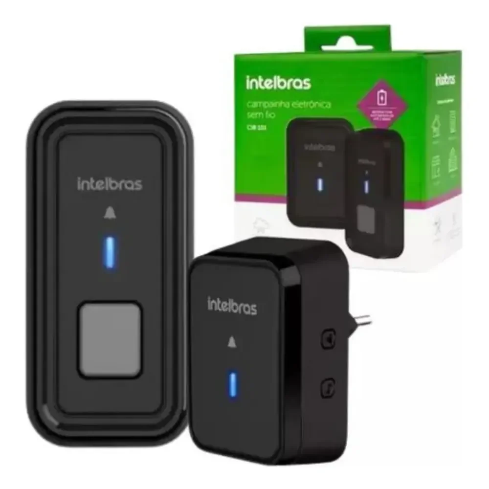 Campainha Sem Fio Cib 101 Intelbras Alcance Até 100 Metros Cor Preto 127/220v
