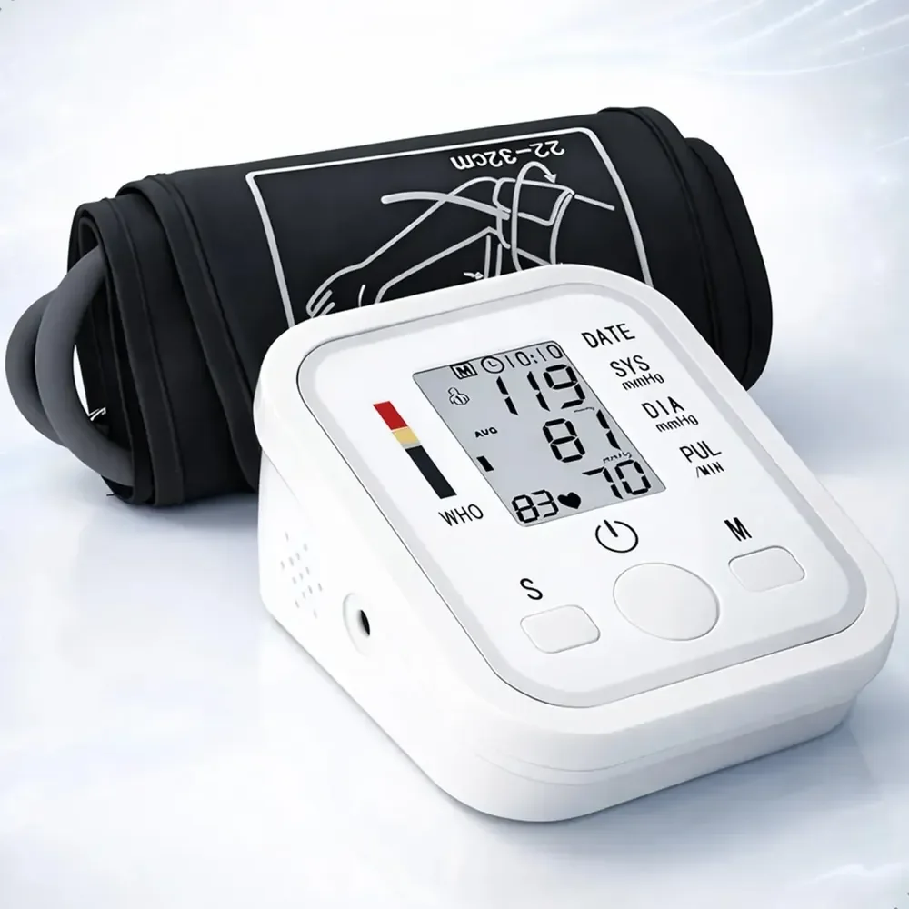 Aparelho Medidor De Pressão Digital Doméstico Para Uso Residencial Pressão Arterial Braço Bracadeira Pulso Manguito -... Branco