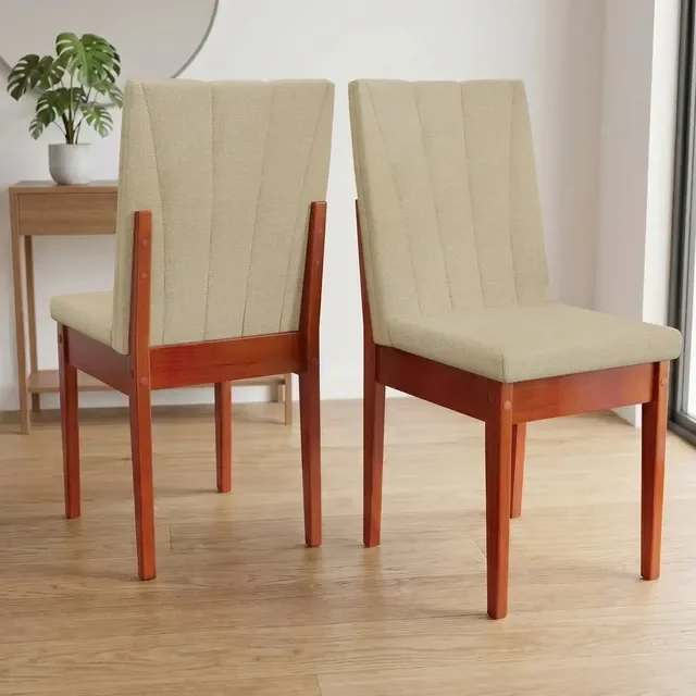 Kit 2 Cadeiras De Jantar Estofadas Madeira Maciça Jiwt