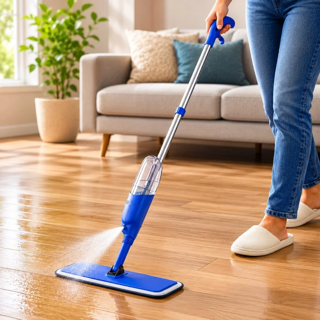 Mop Spray Com Reservatório Recarregável Limpeza De Pisos Com Refil Microfibra