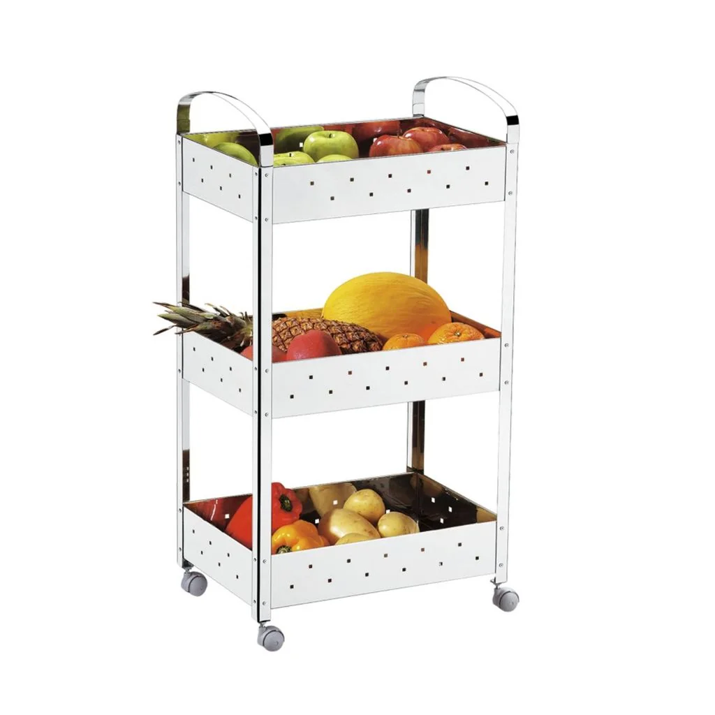 Carrinho Organizador Inox Suprema Brinox - 3 Prateleiras - Com rodinhas