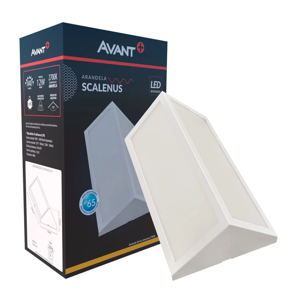 Arandela Scalenus LED, 12W, Branco Fosco, Luz amarela 2700K, Bivolt, Avant