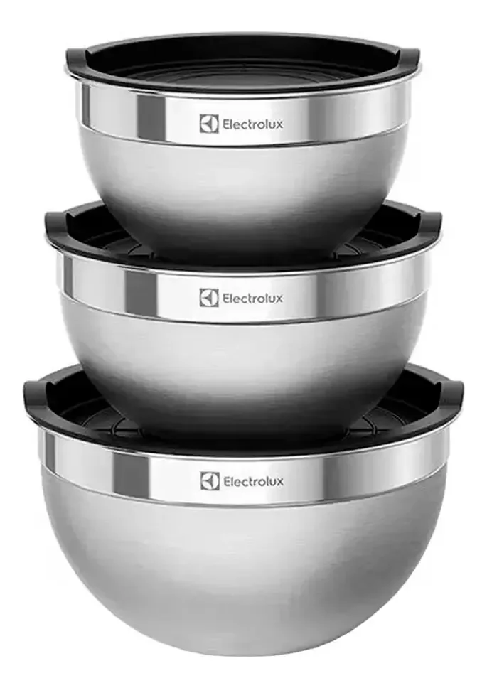 Conjunto Bowls Tigelas Inox Com Tampa Plástica - Electrolux