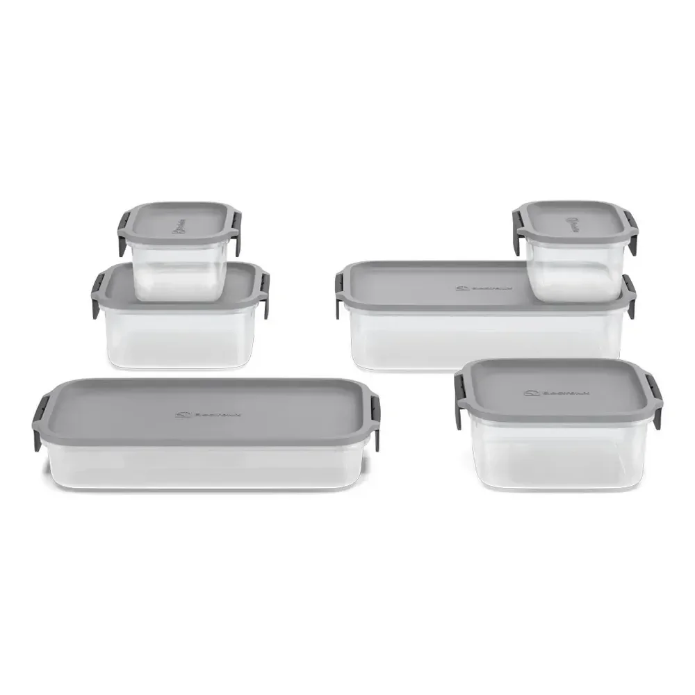 Electrolux Kit 6 Potes Herméticos De Plástico Cinza, 5,8l, Safelock, Empilhável E Modular