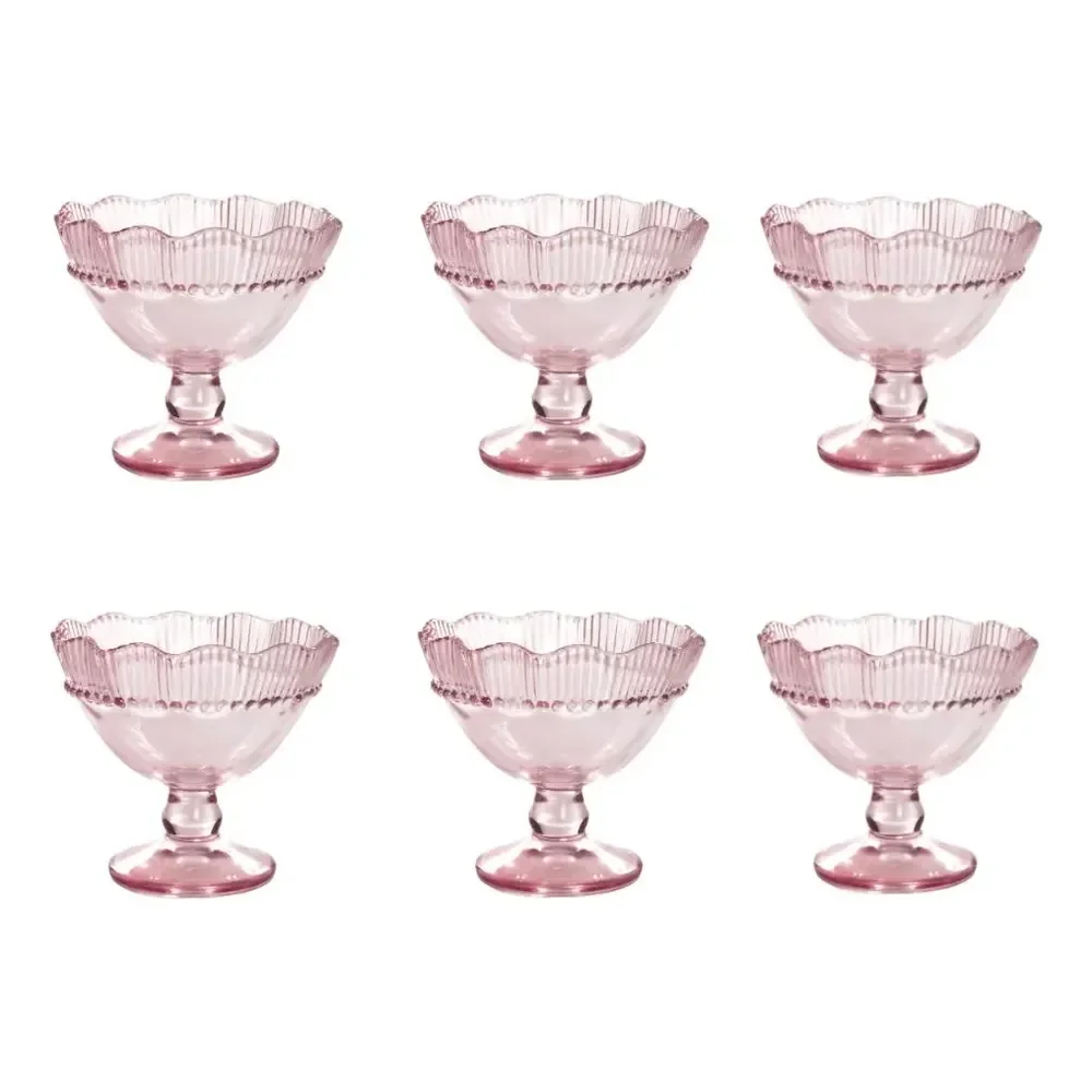 Jogo De Taça De Sobremesa Linx Rosa 270 Ml 6 Peças Rosa