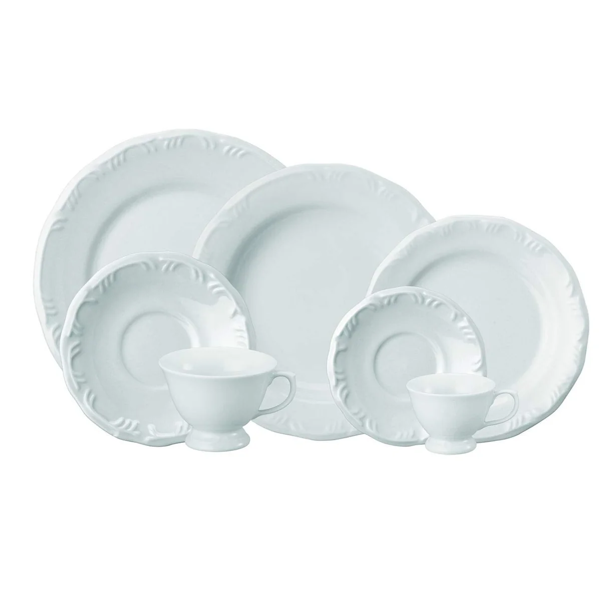 Serviço de Jantar Chá Café em Porcelana 42 peças com Relevo Porcelana Schmidt Pomerode