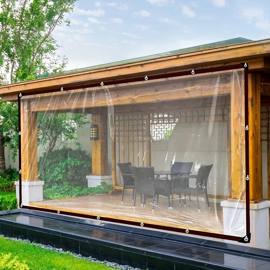 Lona Transparente Impermeável Reforçada  Cobertura para Portas e Terraços Garagem e Proteção de Hortas