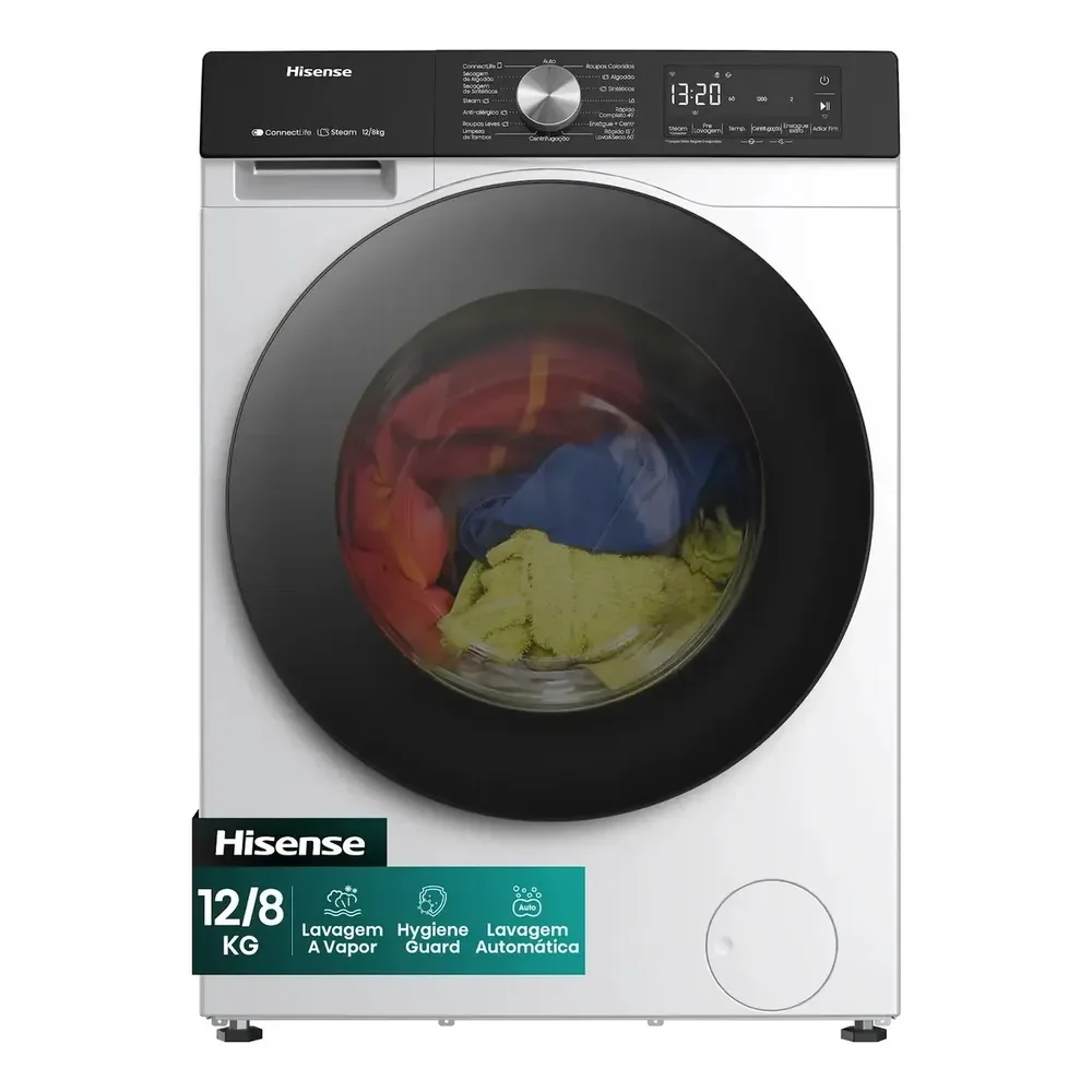 Lava E Seca Hisense 3s Branca 12kg / 8kg Inverter 16 Programas 110v Com Wi-fi Wd3s1243bw1 127v