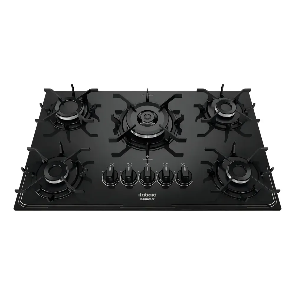 Fogão Cooktop Com Alimentação Gás - Itatiaia 5 Bocas Tripla Chama Cor Preto - 5 Queimadores 127/220v