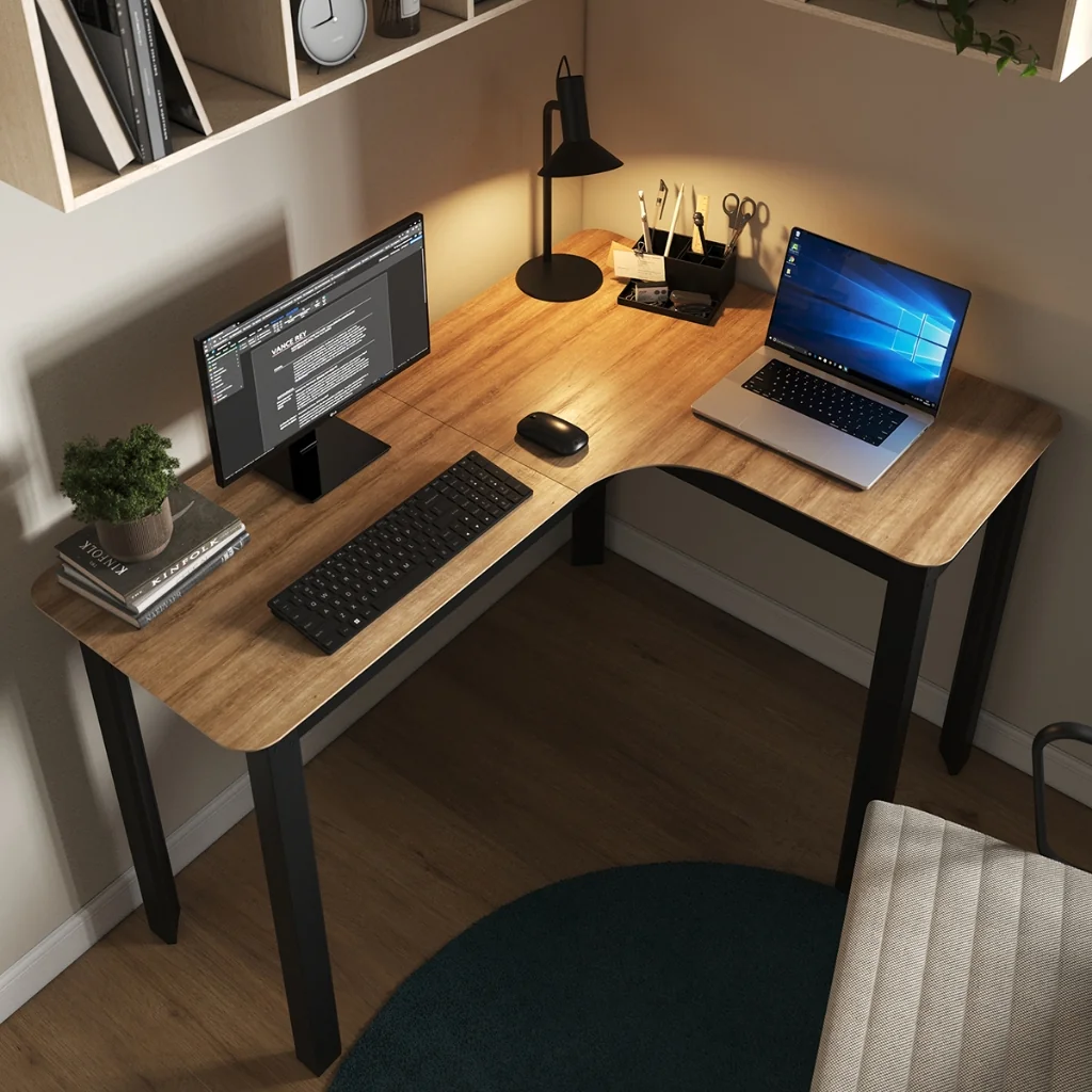Mesa Gamer Legos 120cm em L de Canto para Home Office Setup Escrivaninha Geek Com Cantos Arredondados Design Moderno