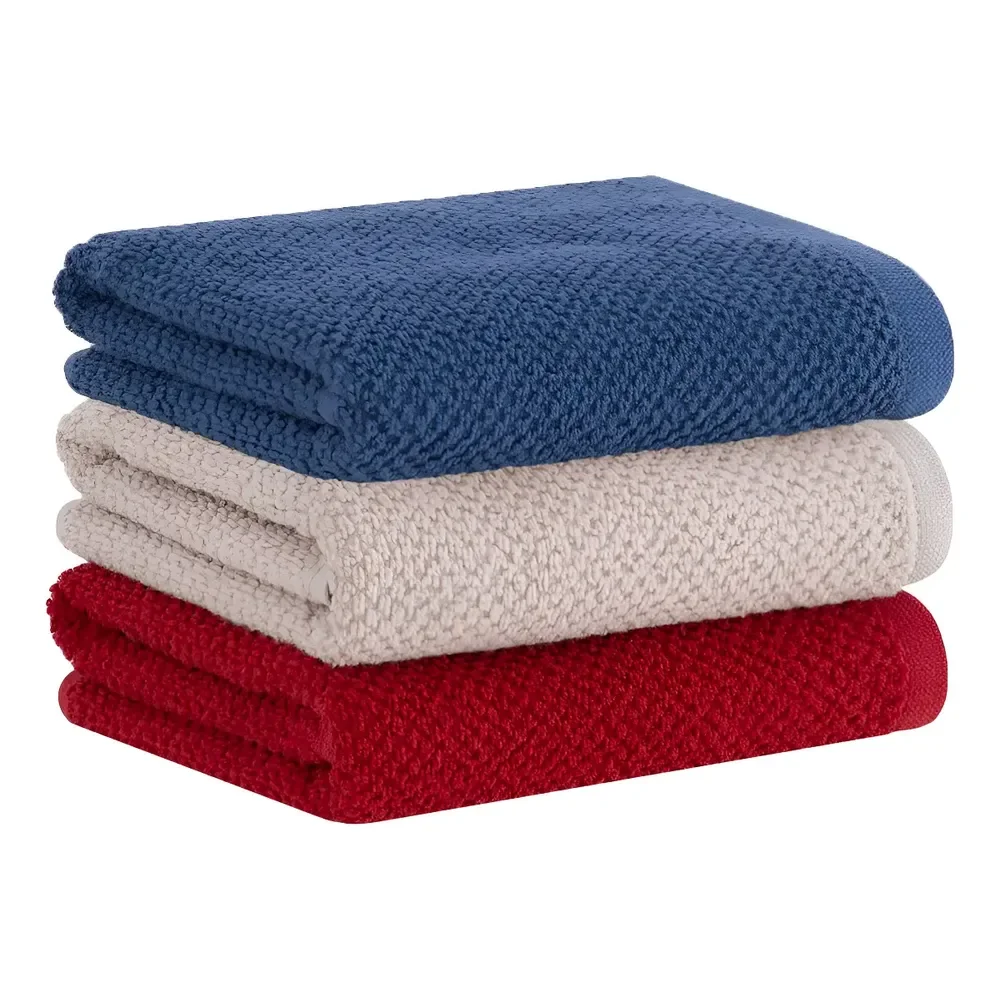 Jogo De Toalhas Buddemeyer Gourmet Quadriculado Pano De Copa 3 Peças Bege/vermelho/azul Liso