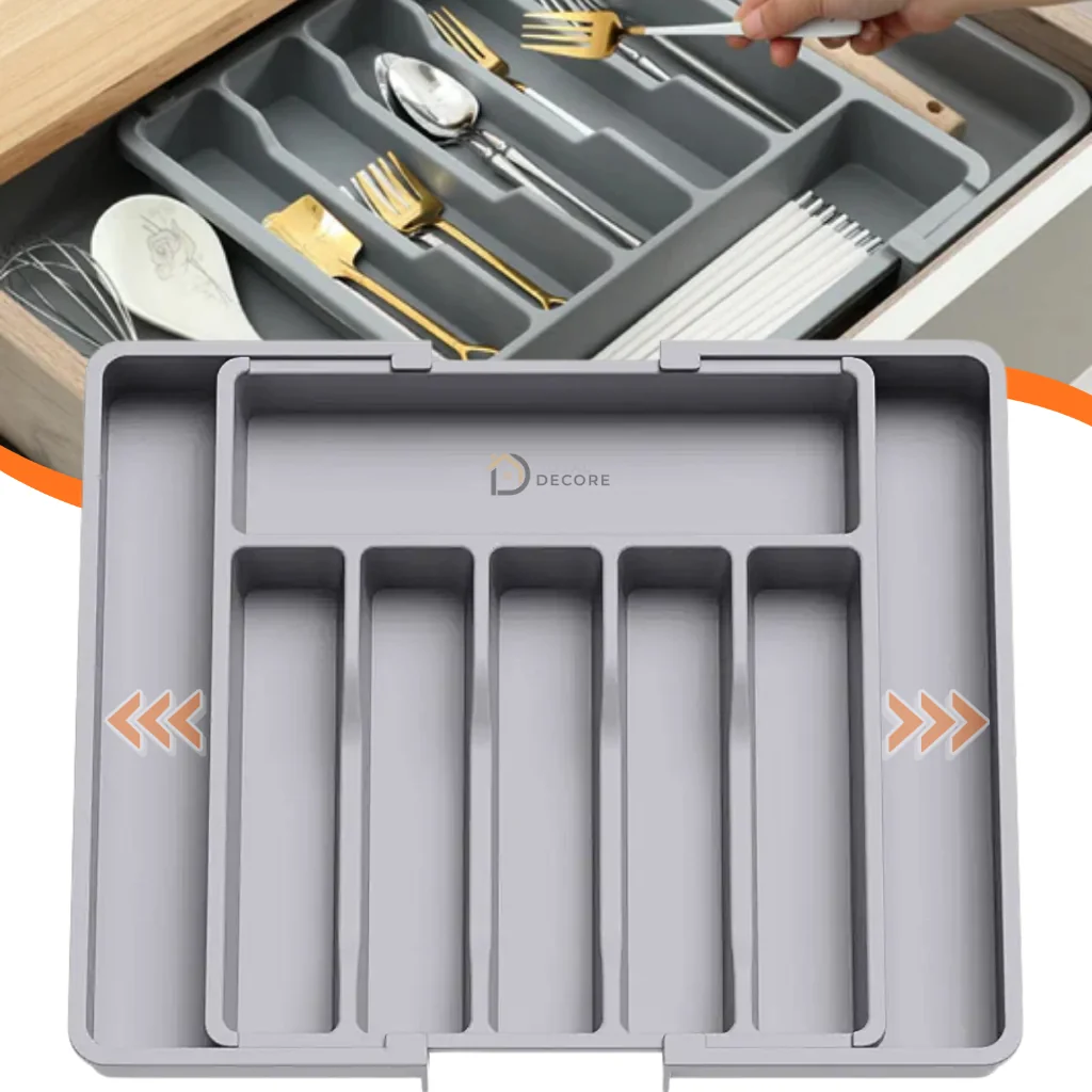 Organizador de Gaveta Porta Talheres Extensível Separador Gaveteiro Ajustável Para Cozinha Com Extensor