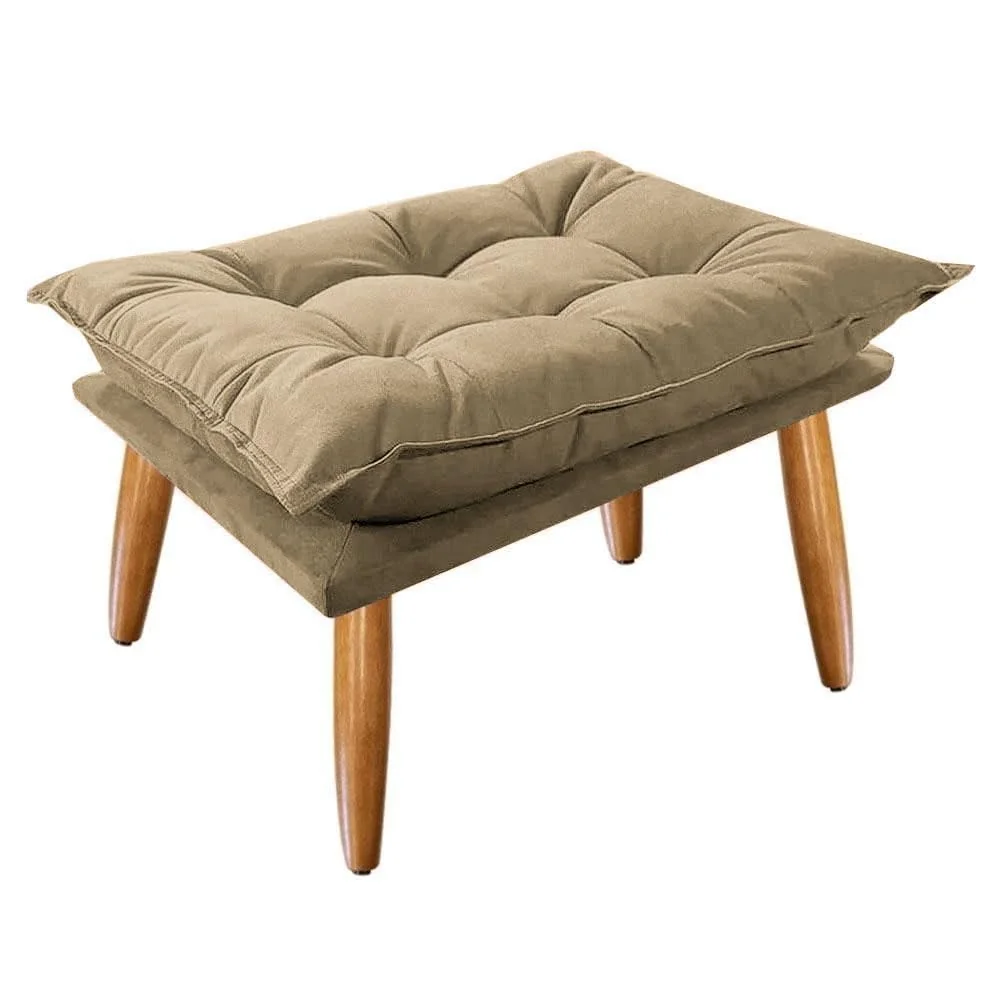 Bela Móveis Puff Opala Slim, Suede Cinza, 42x55x35 cm, Pés Palito, Decorativo para Sala (CAPPUCCINO)