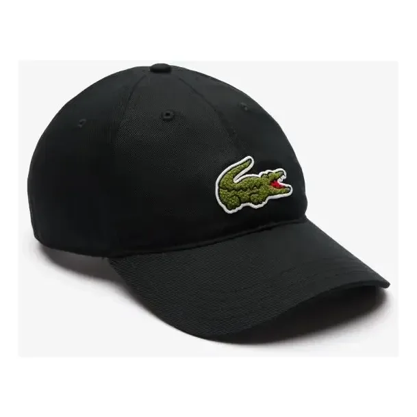 Boné Lacoste De Sarja Com Insígnia De Crocodilo. Cor Preto Tamanho Tu Liso