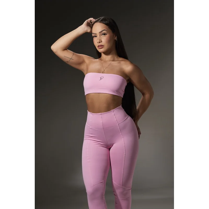 DIASP Conjunto Fitness Top + Leg Corset Poliamida Legging Roupa Academia
