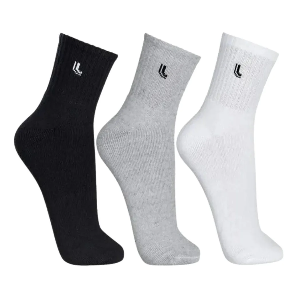 Kit 3 Pares Meia Cano Médio Algodão Social Calçado Tênis Lupo Sapato Pé Casual Inverso Roupa Masculino Feminina Viagem