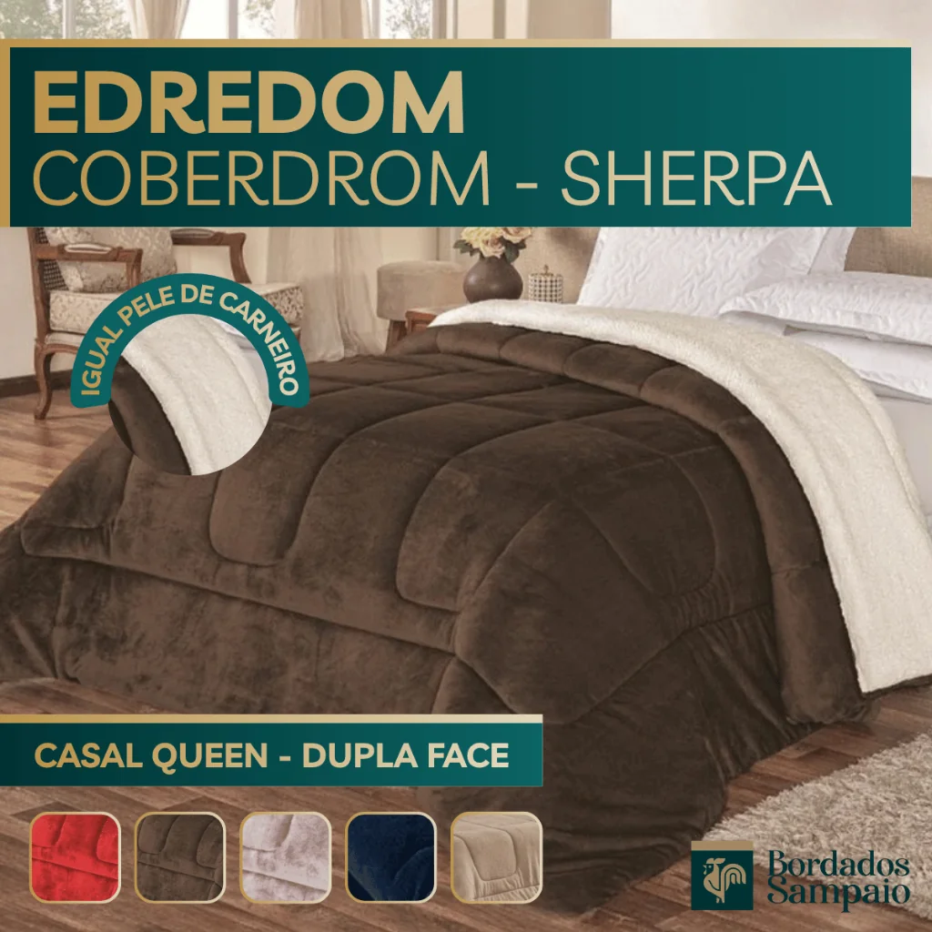 Edredom Sherpa Cobertor Manta Coberdrom Casal Queen Dupla Face (IMITA PELE DE CARNEIRO) SOFT FELPUDO