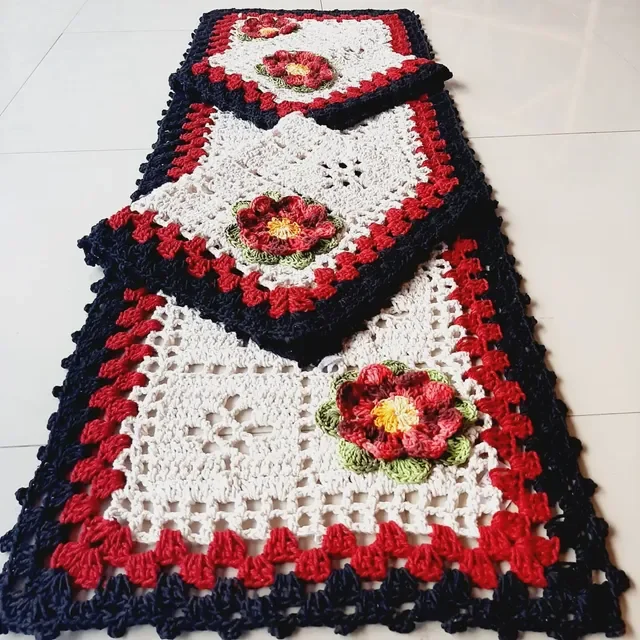 Jogo  Cozinha  Crochê Kit 3 Pçs