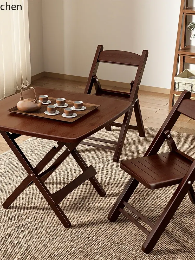 Mesa Dobrável i5.21, Mesa de Jantar em Madeira Maciça, Mesa Pequena para Varanda e Aluguel Residencial