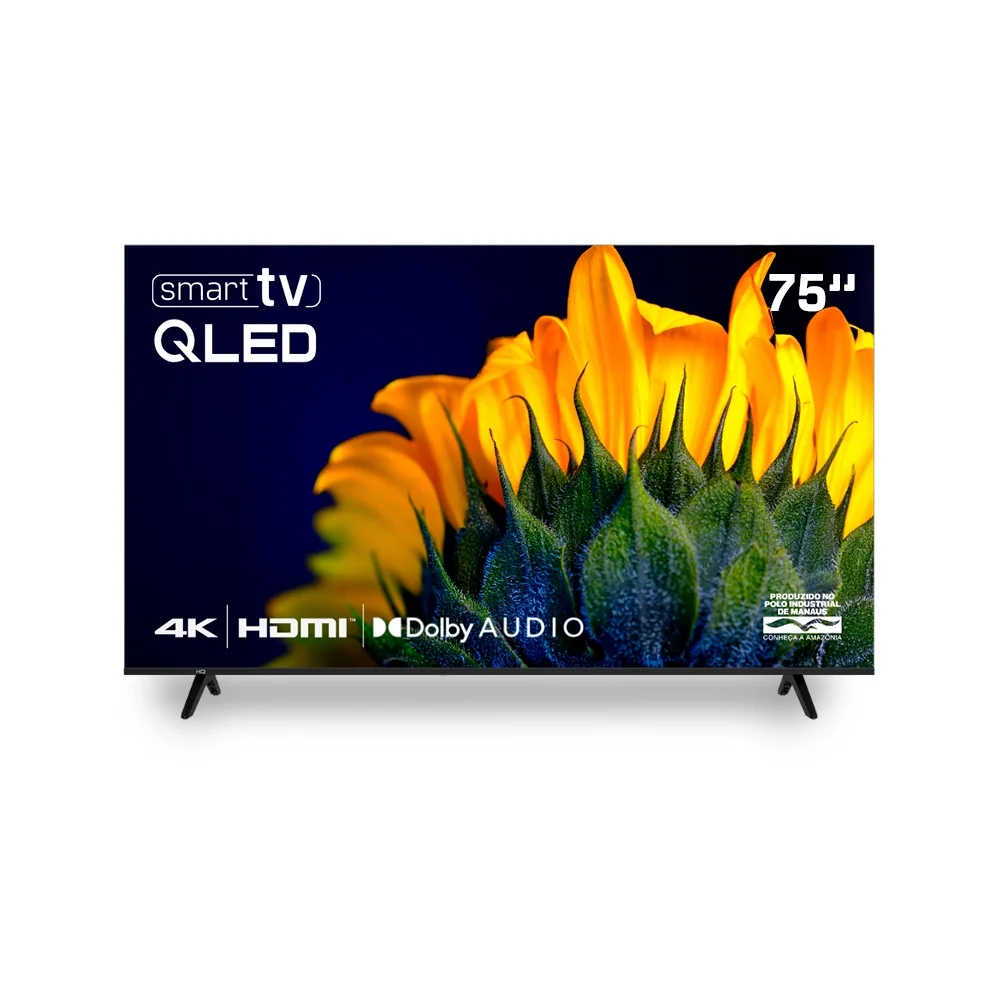 Smart TV HQ QLED 75 Polegadas HQ-QLED75SM 4K Wi-Fi Bluetooth, Apps, Netflix, YouTube e Prime Vídeo