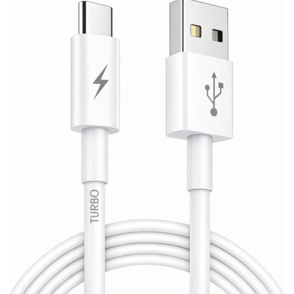 Cabo USB para USB-C 2 Metros Turbo Carregamento Rápido — Nylon Trançado Reforçado Compatível iPhone 15/16 Samsung Galaxy Xiaomi MacBook Notebook Tablet — Preto/Branco
