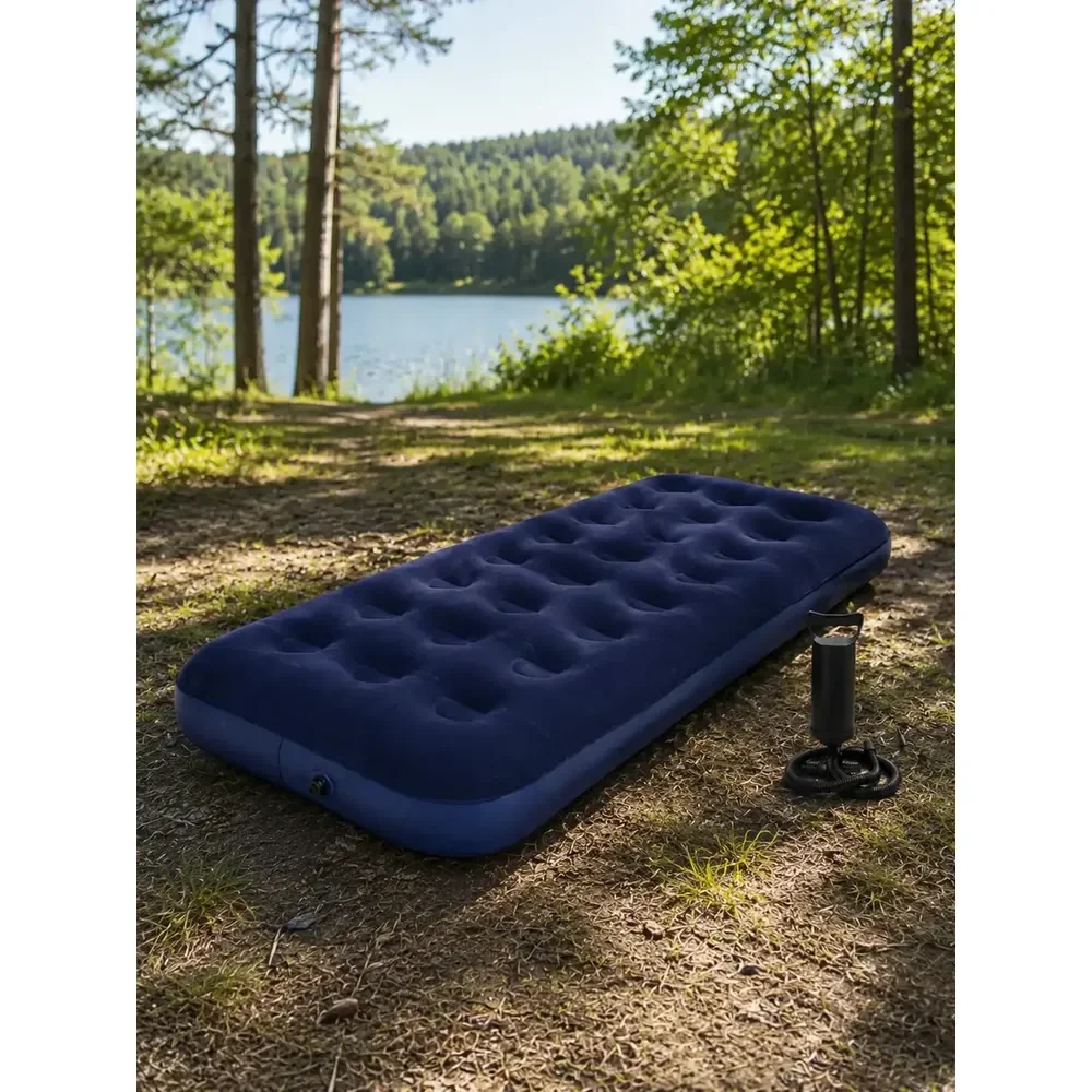 Colchão Inflável Solteiro Avenli 24040 191x73cm Azul Com Bomba Manual