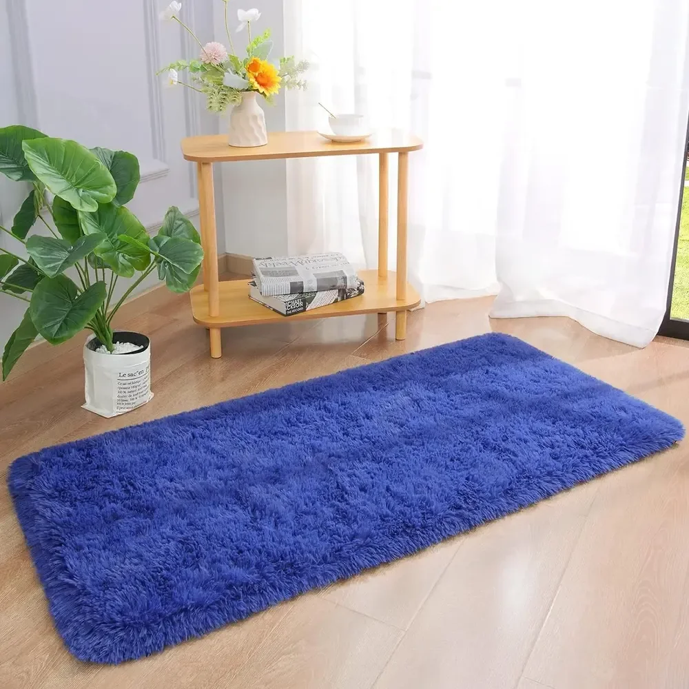 Passadeira Felpuda Azul Texfine 2m X 60cm Tapete Corredor Sala Quarto 2 M 60 Cm