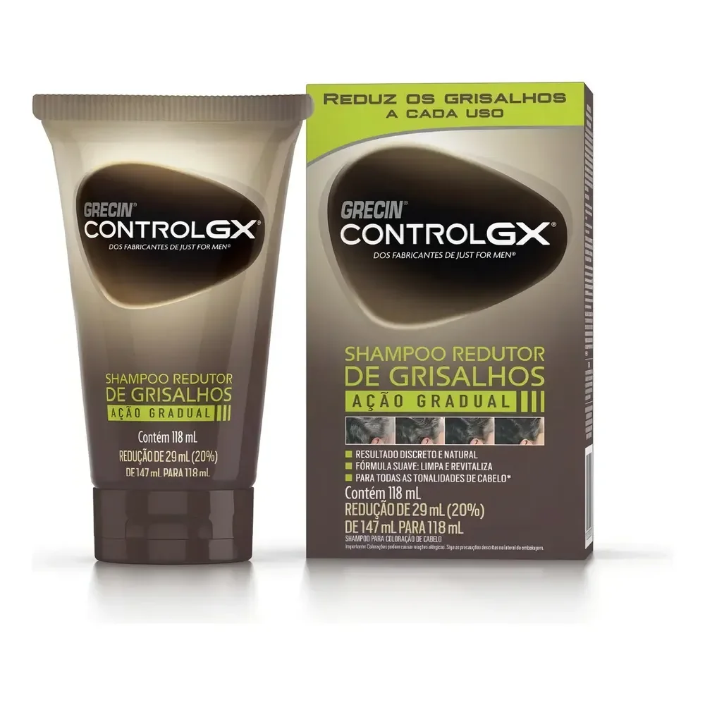 Shampoo Redutor de Grisalhos Grecin Control GX Para Todas os Tons Cabelo 118ml