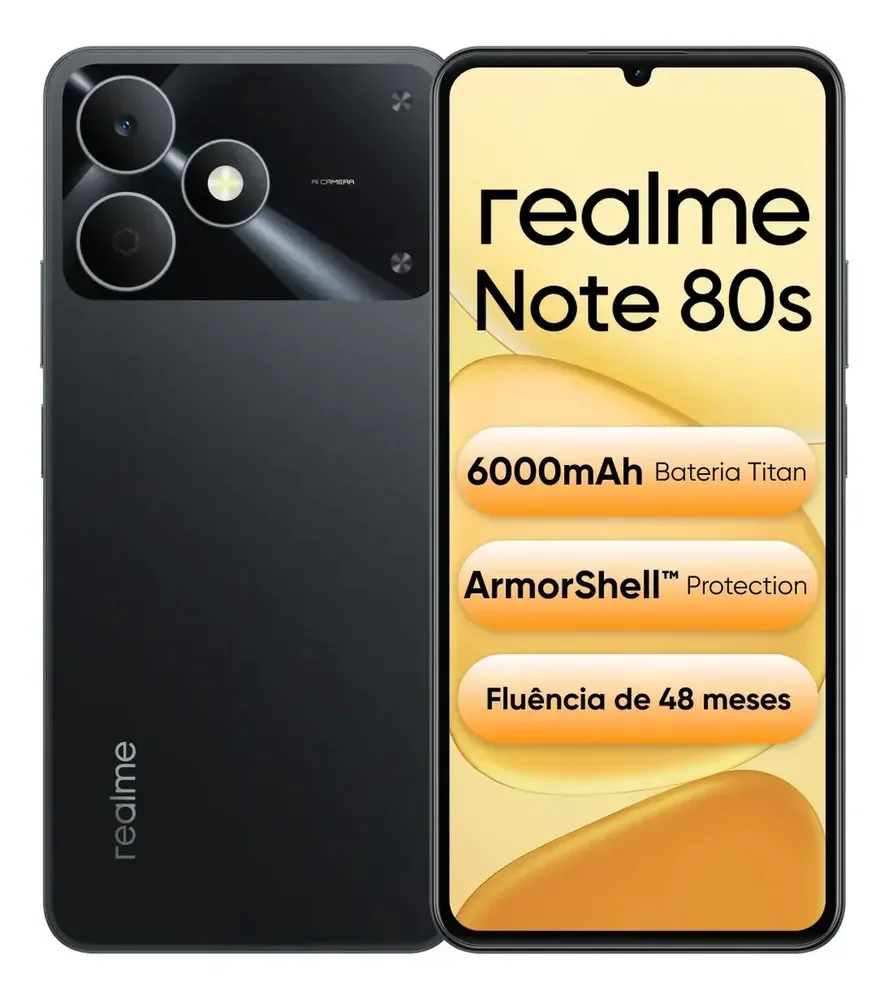 Celular Smartphone Realme Note 80s 128gb 4gb Ram Dual Sim Bateria 6000mah Ultrafino 7,94 Mm Resistência À Poeira E Água Ip54