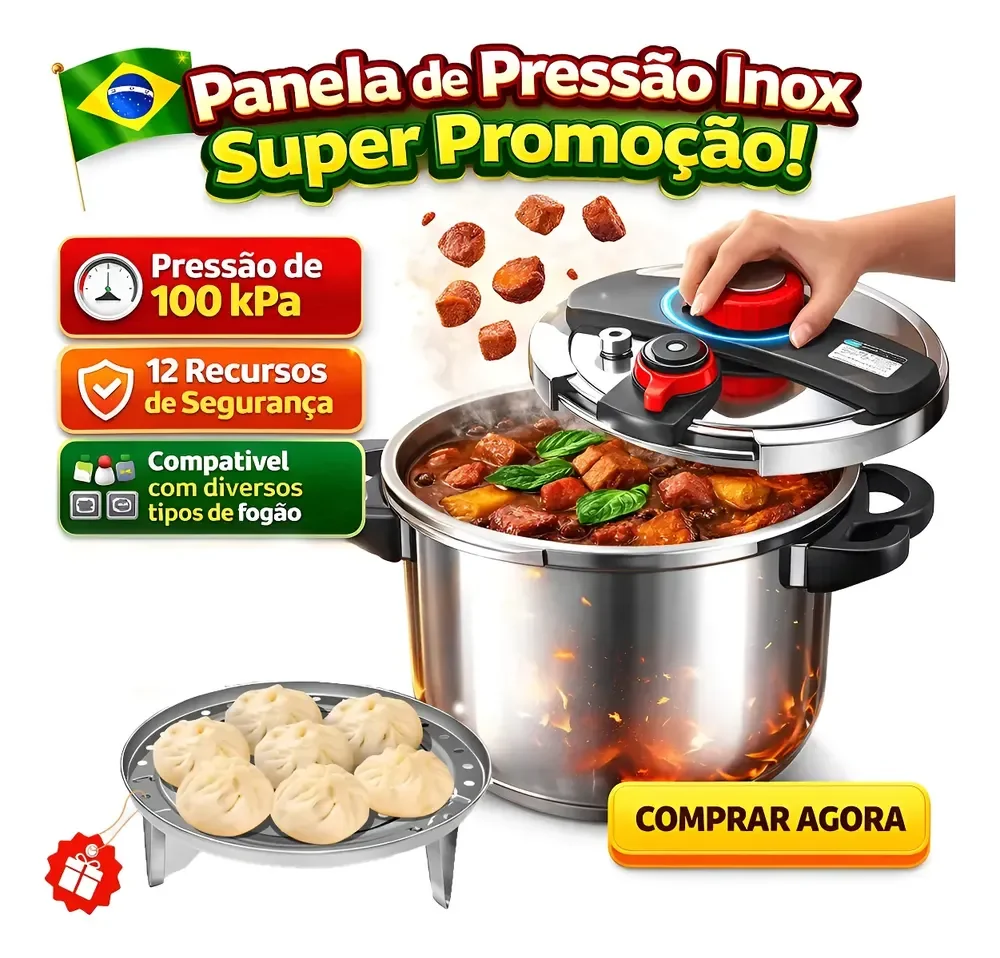 Panela De Pressão Em Aço Inoxidável Com Três Configurações6l 6 L Inox