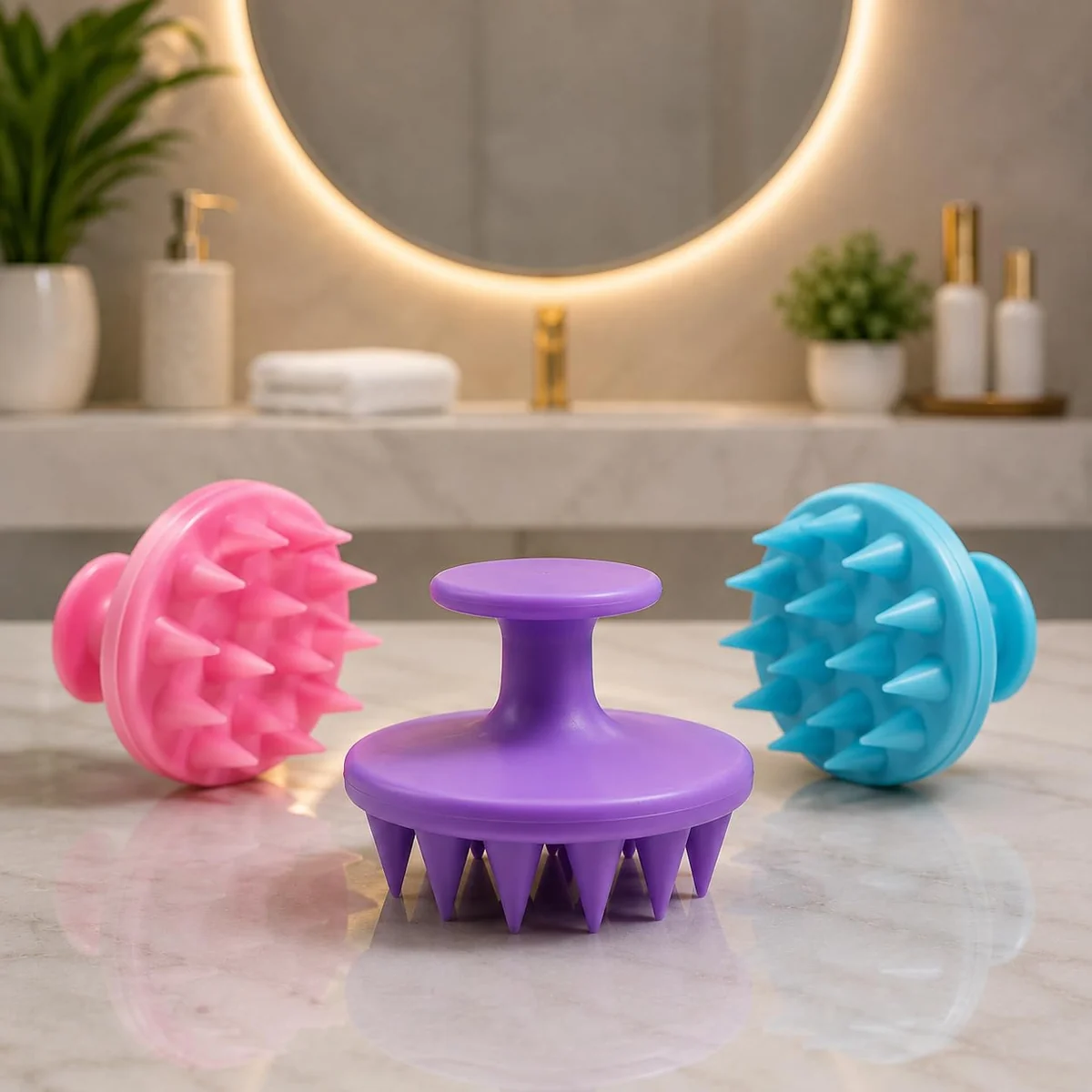 Escova Massageadora Capilar Premium de Silicone para Couro Cabeludo – Relaxamento, Limpeza Profunda e Auxílio no Crescimento dos Fios